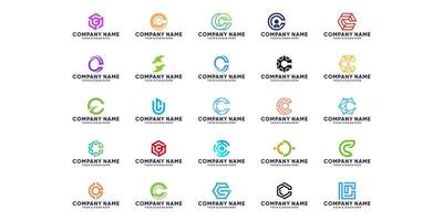 collezione di lettera c logo disegni per simbolo tecnologia, Internet, sistemi, artificiale intelligenza e computer. moderno ispirazione logo design vettore