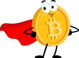 bitcoin supereroe cartone animato personaggio vettore