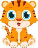 carino bambino tigre cartone animato personaggio vettore