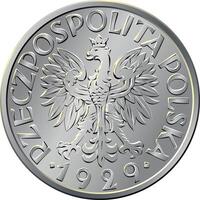 rovescio polacco i soldi uno zloty moneta vettore