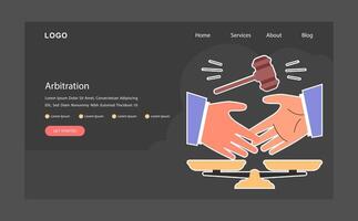 attività commerciale affare o accordo arbitrato ragnatela bandiera o atterraggio pagina vettore