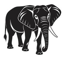 un' silhouette elefante nero e bianca logo clip arte vettore