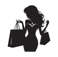 shopping ragazza silhouette illustrazione vettore