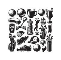 golf icona collezione illustrazione silhouette stile vettore