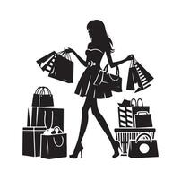 shopping ragazza silhouette illustrazione vettore