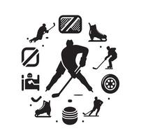 ghiaccio hockey giocatore sagome icona logo illustrazione. vettore