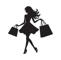 shopping ragazza silhouette illustrazione vettore