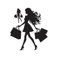 shopping ragazza silhouette illustrazione vettore