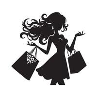 shopping ragazza silhouette illustrazione vettore