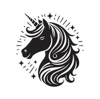 unicorno viso nero silhouette illustrazione vettore