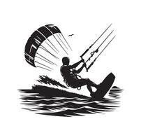 kitesurf silhouette illustrazione icona vettore