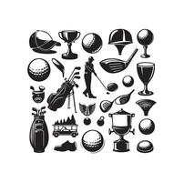 golf icona collezione illustrazione silhouette stile vettore