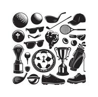 golf icona collezione illustrazione silhouette stile vettore