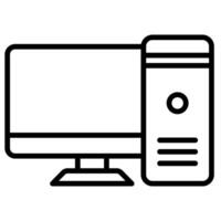 ufficio computer icona linea illustrazione vettore
