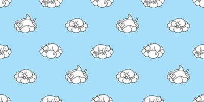 gatto senza soluzione di continuità modello gattino addormentato nube calicò animale domestico sciarpa isolato ripetere sfondo cartone animato animale piastrella sfondo illustrazione scarabocchio design vettore