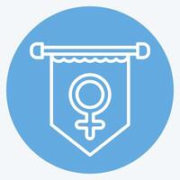 icona striscione. relazionato per donna giorno simbolo. blu occhi stile. semplice design illustrazione vettore