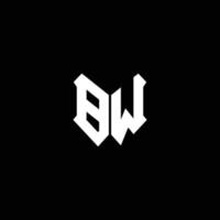 bw logo monogramma con modello di design a forma di scudo vettore