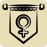 icona striscione. relazionato per donna giorno simbolo. mano disegnato stile. semplice design illustrazione vettore