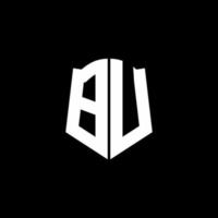 nastro logo lettera monogramma bu con stile scudo isolato su sfondo nero vettore