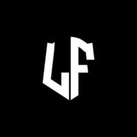 lf monogramma lettera logo nastro con stile scudo isolato su sfondo nero vettore