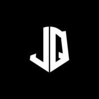 jq monogramma lettera logo nastro con stile scudo isolato su sfondo nero vettore