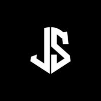 js monogramma lettera logo nastro con stile scudo isolato su sfondo nero vettore