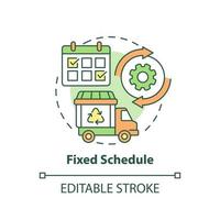icona del concetto di programma fisso. illustrazione di linea sottile idea astratta di gestione dei rifiuti. calendario raccolta rifiuti. raccolta e smaltimento. disegno a colori contorno vettoriale isolato. tratto modificabile