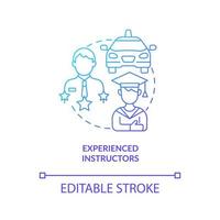 icona del concetto di gradiente blu di istruttori esperti. illustrazione della linea sottile di idea astratta della scuola guida. tutore qualificato. insegnare agli studenti a guidare l'auto. disegno a colori di contorno isolato vettoriale