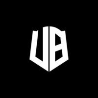 ub monogramma lettera logo nastro con stile scudo isolato su sfondo nero vettore