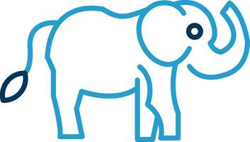 elefante linea blu Due colore icona vettore