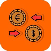 moneta scambio pieno arancia sfondo icona vettore