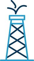 olio Torre linea blu Due colore icona vettore