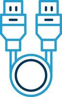 USB cavo linea blu Due colore icona vettore