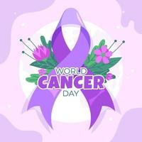 giornata mondiale del cancro con sfondo di foglie vettore