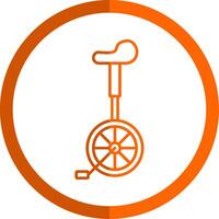 monociclo linea arancia cerchio icona vettore