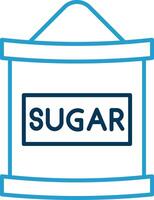 zucchero Borsa linea blu Due colore icona vettore