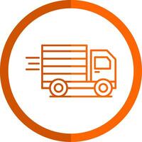 carico camion linea arancia cerchio icona vettore