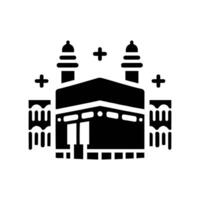 un' nero e bianca Immagine di un' moschea kaaba moschea nel mecca vettore