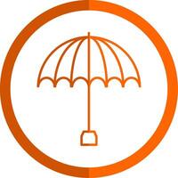 ombrello linea arancia cerchio icona vettore