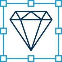 diamante linea blu Due colore icona vettore