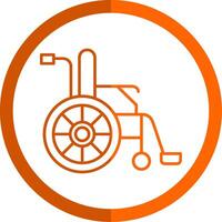 ruota sedia linea arancia cerchio icona vettore