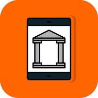 mobile bancario pieno arancia sfondo icona vettore