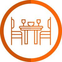 cenare camera linea arancia cerchio icona vettore