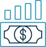i soldi crescita linea blu Due colore icona vettore