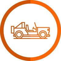 safari camionetta linea arancia cerchio icona vettore