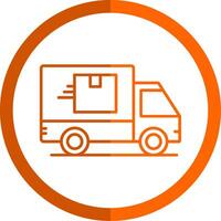 camion linea arancia cerchio icona vettore