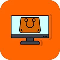 e-commerce pieno arancia sfondo icona vettore