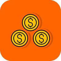 dollaro monete pieno arancia sfondo icona vettore