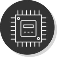processore linea grigio cerchio icona vettore