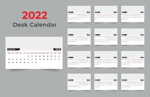 Modello di calendario da tavolo 2022 vettore